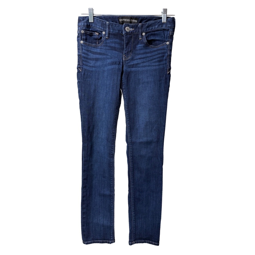 Express Jeans Womens 2R‎ Dark Blue Skinny Low Rise Denim Stretch Pants Casual